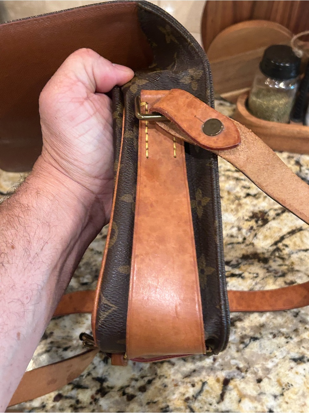 Louis Vuitton Brown Monogram Crossbody Bag with Tan Trim with coa - Picture 6 of 16